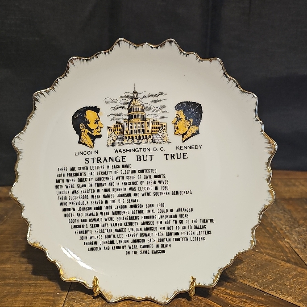 Vintage Ceramic "Strange But True" Lincoln / Kennedy